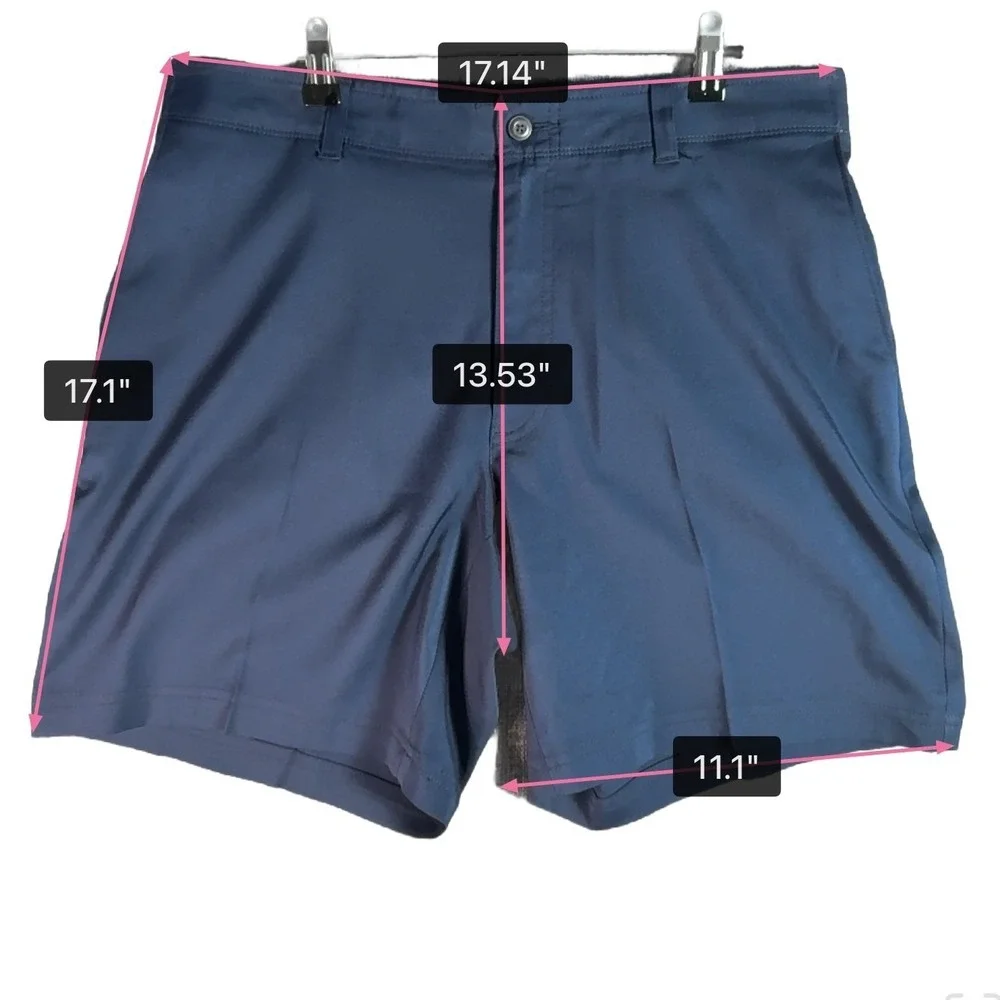 Mens PGA Tour Golf Shorts 36 Navy Blue‎ Performance Stretch Flat Front